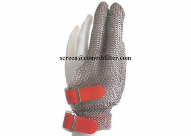 Τρία γάντια ανοξείδωτου χασάπηδων δάχτυλων 304L με το λουρί γάντζων