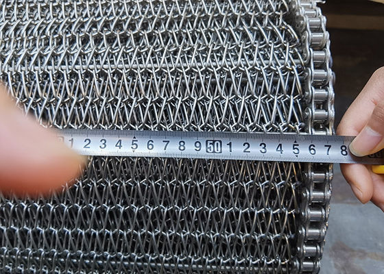 Εμπορική σύνδεση 1.5mm αλυσίδων ζώνη μεταφορέων πλέγματος καλωδίων SS για τα μπισκότα τσιπ καλαμποκιού