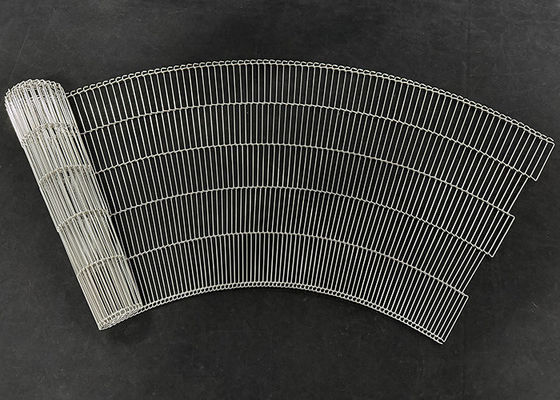 304 Ατσάλινη σκάλα σύνδεση σύρμα πλέγμα Flat Flex μεταγωγικές ζώνες για καμπύλη μεταγωγική