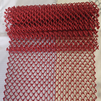 Καλή τιμή. Red Decorative Aluminium Metal Mesh Chain Link coil Curtain Drapery Fabric exterior decorative screen for rood divider σε απευθείας σύνδεση